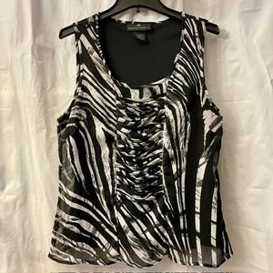 Madison Michelle Chic Zebra Print Edgy Ladder Cutout Y2K Sleeveless Blouse Sz 12